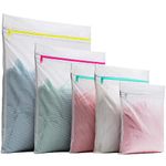 5pcs Laundry Bag with Zips, YOGINGO Mesh Laundry Bags for Washing Machine, Fine Mesh & Large Mesh Reuse Washing Bag for Laundry, for Delicates Blouse, Hosiery, Underwear, Bra, Lingerie, Baby Clothes