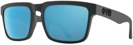 SPY Helm 6700000000070 57MM Soft Matte Dark Gray/Happy Gray Green Polar with Light Blue Spectra Mirror Square Sunglasses for Men for Women + BUNDLE With Designer iWear Eyewear Kit