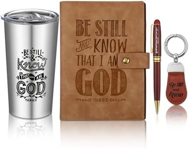 Tioncy Christian Gifts Bible Journal Notebook Bible Verse Tumbler Christian Pen and Leatherette Keychain Pastor Appreciation Gifts Christian Gifts for Women Men Pastor Birthday Gifts