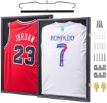 AUKIFY Jersey Frame Display Case 2 Pack Black 98% UV Protection Acrylic Large Jersey Shadow Box Lockable, with Hangers Pin Board Jersey Display Case for Football Baseball Basketball and Sport Jerseys