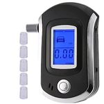 Professional Alcohol Tester Lightweight Police Digital Alcohol Tester Breath Analyser Breathalyser Test LCD Detector AT6000 [with 5 Mouthpieces Added in The Box] Accuracy Guaranteed