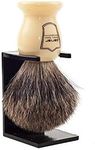 Parker's 100% Pure Badger Bristle"Classic" Cream Color Handle Shaving Brush - Brush Stand Included