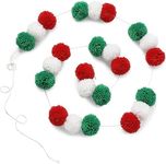 BLUE PANDA 10 Feet Colorful Wool Pom Pom Garland for Rainbow Birthday Decorations (24 Balls), 3 Colors