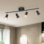 Dehobo Ceiling Spotlight Rotatable - Matte Black 4 Way GU10 LED Ceiling Light 350° Swivelling Adjustable Modern for Kitchen Living Room Bedroom, No Bulbs