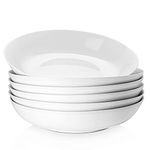 Y YHY 9.0'' Pasta Bowls Set of 6, 40 oz/1180 ml Porcelain Salad Bowl, Large Ceramic Soup Bowl, Deep Soup Plates, Serving Dishes for Salad Pasta, Soup, Fruit, Microwave & Dishwasher Safe, White