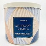 Bath & Body Works, White Barn 3-Wick Candle w/Essential Oils - 14.5 oz - 2022 Spring Scents! (Mahogany Vanilla)