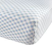 (70cm x 130cm (STANDARD CRIB), Checked Blue) - Fitted Knit Crib Sheet - Best Crib Sheet for Baby - Infant Toddler 100% Cotton Jersey Knit Deep Fitted Bed Sheet (70cm X 130cm (STANDARD CRIB), Checked Blue)