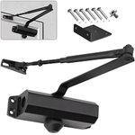 MARIE Hydraulic Spring Door Closer Soft Close Size 2 with Automatic Adjustable Arm Operated for Commercial Grade & Home 25-45KG Weight Door with Installation Video Aluminium EN1154 Black