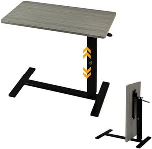 lumizone Foldable Overbed Table with Wheels Adjustable Height Bedside Desk 27.56"-36.61" Rolling Hospital Bed Table with Casters Medical Tray for Home Use Desk Over The Bed