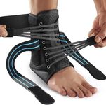 AGPTEK Ankle Brace for Women Men, Adjustable Lace-Up Ankle Support with Removable Splints for Sprained Ankle, Injury Recovery, Ankle Stabilizer Wrap for Basketball Volleyball Sports, Blue, L