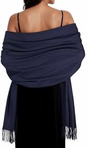 SWAT PANY Winter Scarfs for Women Navy Pashmina Shawls and Wraps for Women Wedding Shawl Wraps for Evening Dresses