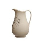 Creative Co-Op 6.5 Inches 2-Quart Stoneware Flower Design, White and Charcoal Pitcher