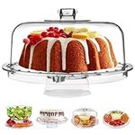 HBlife Acrylic Cake Stand with Dome Cover Multifunctional Serving Cookie Platter Punch Bowl and Cake Plate for Dessert Table Display for Parties (6 Uses)