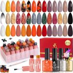 Lavender Violets 25 Pcs UV Gel Nail Polish Pear White Grey Nude Red Orange Autumn Glittery Green Gold Gift Set Nail Art Blooming Gel Base,Glossy n Matte Top Coat Dotting Liner Pen Soak Off Shellac 406