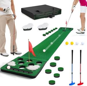 KEMLDIVS Golf Putting Game Set, Detachable Golf Putting Green Mat with 4 Balls, 2 Cups & Flags, 1 Portable Bag for Indoor & Outdoor Party Game Use
