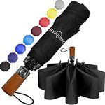 NEW Inverted Black Compact Travel Umbrella for Backpack and Car with Teflon Coating Black Reverse Umbrella Automatic Open and Close Lightweight Windproof Portable Folding Rain Umbrellas for Women Men