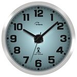 WallarGe Atomic Wall Clock with Night Light - Silent Lighted up Wall Clock Glow in The Dark, Battery Operated, AUTO DST, 12 Inch