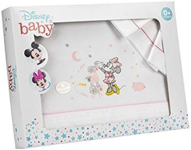 Interbaby Mn005-12 - Sábanas Coche Disney Minnie Mouse, Blanco y Rosa