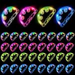 SENONAPO 32 Pack LED Light up Tambourines Musical Flashing Handheld Percussion Instrument Glow in The Dark Party Supplies for Wedding Adults Teenagers Party Favors