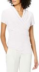 DKNY Women's Short Sleeve Side Ruche Shirt, White, XS