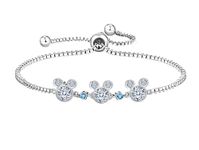 Kaguyo Mickey mouse Bracelets for women, crystal bracelets, Sterling Silver Blue Zirconia Minnie mouse Adjustable Infinity Bracelets For women Girls, friendship Jewellery Gift (blue)