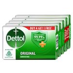 Dettol Original Germ Protection Bathing Soap Bar (Buy 4 Get 1 Free - 75G Each), Combo Offer On Bath Soap