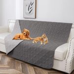 Tuffeel Waterproof Dog Blanket, 52x82 inches Pet Couch Covers for Sofa, Bed Furniture Protector from Dogs Washable and Reversible-Lightgrey+Darkgrey