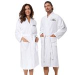 AW BRIDAL 2Pcs Terry Cloth Robes for Women Men 100% Cotton Kimono Spa Robe Couples Wedding Anniversary Engagement Gifts, White Robe - Black Mr./Mrs. Monogram, One Size