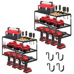 Dosker 2PC Metal Wall Mounted Tool Organizer, 3-Layer Heavy Duty Storage Rack, Compact Design for Workshop and Warehouse