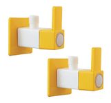 SanituF RV-1105 Angle Valve Cock PTMT Tap | PTMT Plastic Square Series | Angle Valve Cock with Wall Flange Tap | (Yellow-Ivory) | (Pack of 2)