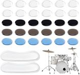 VixxNoxx 32 Pieces Drum Dampener Gel Pads, Transparent Silicone Drum Silencers for Tone Control, Soft Drum Dampeners for Drums and Cymbals (Colorful)