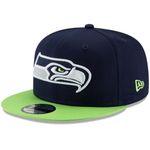 New Era NFL 9FIFTY 2-Tone Adjustable Snapback Hat Cap One Size Fits All (US, Alpha, One Size, Seattle Seahawks), Seattle Seahawks, One size