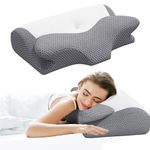 PurrJoys Cervical Memory Foam Neck Pillow, Orthopedic, Cooling Pillowcases, Neck & Shoulder Pain Relief, Side/Back/Stomach Sleepers