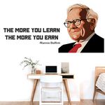 StickMe 'The More You Learn The More You Earn- Warren Buffett - Inspirational - Motivational - Quotes - Wall Sticker' -SM659 (Multi Colour, Vinyl - 100cm X 50 cm)