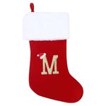 Personalized Christmas Stockings 45 cm Initial Monogram Embroidered Letter Christmas Stocking Red Velvet Xmas Stockings Classic Christmas Stockings Holiday Decor Tree Decoration for Kids & Adults (M)