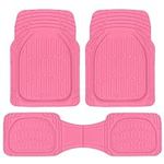 Carbella Pink Car Mats, 3 Piece Full Set – Waterproof Trim-to-Fit Pink Floor Mats for Cars Trucks SUV, Deep Dish All-Weather Pink Car Floor Mats, Flexible Rubber Automotive Floor Mat Set for Women