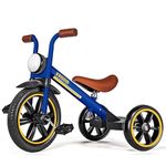 KRIDDO Kids Tricycles Age 2 Years to 5 Years, 12 Inch Puncture Free Rubber Wheel w Front Light, Adjustable Seat Height, Gift Toddler Tricycles for 2-5 Year Olds, Trikes for Toddlers, Blue