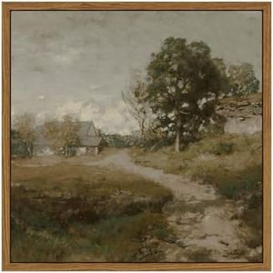 InSimSea Square Framed Canvas Wall Art, Landscape Rural Farmhouse Room Decor, Vintage Nature Classical Oil Painting Wall Prints Decor for Bathroom, Bedroom, Living Room 10"x10"