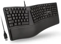 X9 Wired Ergonomic Keyboard with Cushioned Wrist Rest - Type Naturally and Comfortably Longer - USB Wired Keyboard for Laptop with 110 Keys & 5ft Cable - Split Keyboard for PC, Computer Ergo Keyboard