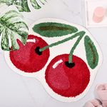 FROZZUR Cherry Cute Bath Mat for Bathroom, Luxury Funky Bathroom Mats Non Slip Cute Fruit Shaped Absorbent Bathtub Cool Rug Bathroom Tub Plush Shower Rugs Washable