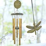 Hippolytusiart Dragonfly Wind Chimes for Outside,32" Windchimes Outdoors Dragonfly Gift for Women/Mother/Father/Christmas/Grandma,Birthday Gifts,Backyard Patio Yard Decoration Garden Decor(Bronze)