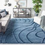 Tauhid Carpet Handwoven Super Soft Export Quality(USA) Shag Collection Graceful Swirl Area Rug,Bedroom Carpet 12 x 15 Teal Blue