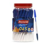 Reynolds 045 Ball Pen SET - 50 BLUE PENS WITH COMFORTABLE GRIP |BLUE BALL PENS FOR WRITING | PEN FOR STUDENTS & OFFICE STATIONERY | 0.7 mm TIP SIZE