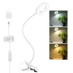 iVict LED Clip on Light for Reading Home Office, 48 LEDs Desk Lamps with Clamp, 360° Flexible Gooseneck Book Light, 3 Modes with 10 Brightness Dimmable Reading Light(White)-40cm