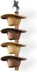 FLUFFYTREE Cowboy Hat Rack, 4 Pieces Hat Rack for Cowboy with Wooden Board, Gift Cowboy Hat Holder Wall Storage-Organizer Western Hats with Style and Ease