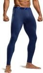 TSLA Men's Thermal Compression Trousers, Athletic Sports Leggings & Running Tights, Wintergear Base Layer Bottoms Pants, Pocket Midnight Navy, S