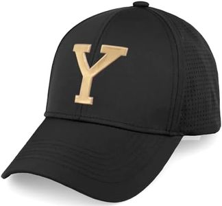 Daxton Performance Cool Tech Baseball Hat - Black Cap, Gold Logo Letter Y