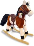 Playful Minds - Rocking Horse with Animated Tail and Mouth, Includes Sound Effects, 29-Inch Tall with Saddle and Rockers - Realistic Bridle, Reigns, Soft Stuffed Pony
