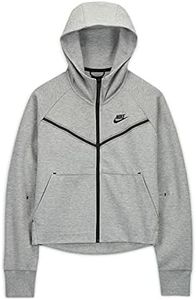 Nike Women's W NSW Tch FLC Wr Essntl Fz HDY Short Pullover Dark Grey Heather/Black