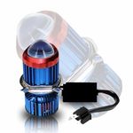 OBEROI'S TRADERS Super Bright H4 Fitting Cyt Led Headlight Bulb | Dual Color | High And Low Beam | Lens Projector Headlamp Bulb With Cooling Fan For All Bikes & Scooters, Blue